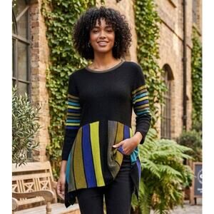 Vintage Y2K Vibrant Mod Hanky Hem Sweater Blouse